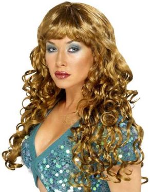 Ladies Siren Fancy Dress Wig - Brown